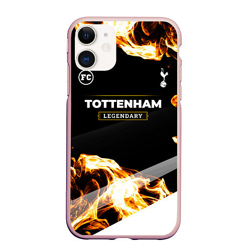 Чехол iPhone 11 матовый Tottenham legendary sport fire / 3D-Светло-розовый – фото 1