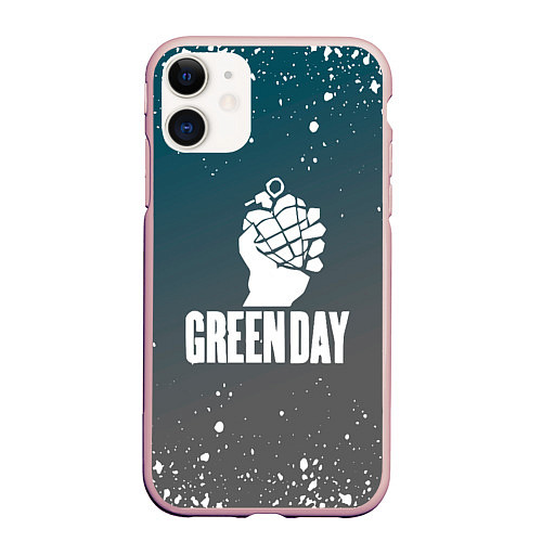 Чехол iPhone 11 матовый Green day - брызги / 3D-Светло-розовый – фото 1