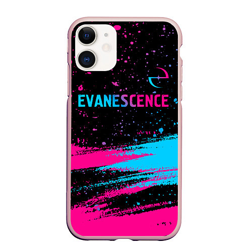 Чехол iPhone 11 матовый Evanescence - neon gradient: символ сверху / 3D-Светло-розовый – фото 1