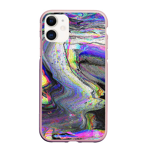 Чехол iPhone 11 матовый Ликвид / 3D-Светло-розовый – фото 1