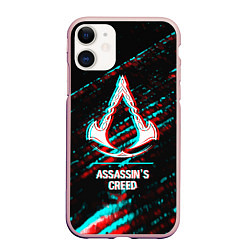 Чехол iPhone 11 матовый Assassins Creed в стиле glitch и баги графики на т, цвет: 3D-светло-розовый