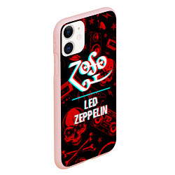 Чехол iPhone 11 матовый Led Zeppelin rock glitch, цвет: 3D-светло-розовый — фото 2