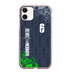 Чехол iPhone 11 матовый Rainbow six siege - краска, цвет: 3D-светло-розовый
