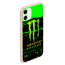 Чехол iPhone 11 матовый Monster energy green neon, цвет: 3D-светло-розовый — фото 2