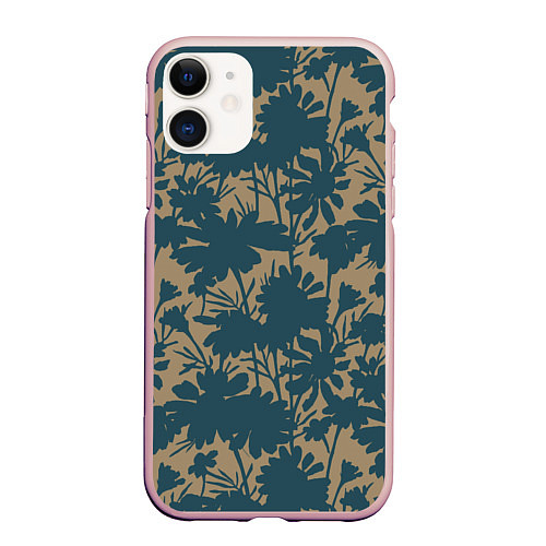 Чехол iPhone 11 матовый Цветочный камуфляж / 3D-Светло-розовый – фото 1