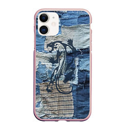 Чехол iPhone 11 матовый Cotton Rag - Patchwork -Tiger, цвет: 3D-светло-розовый