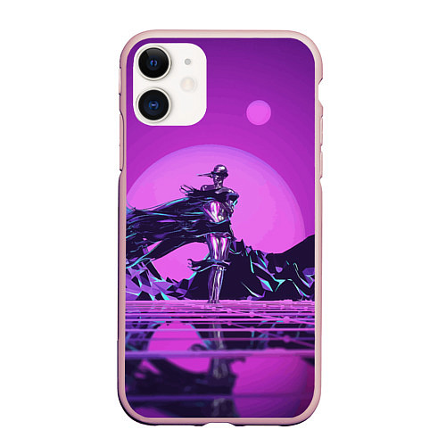 Чехол iPhone 11 матовый Фантазийный силуэт - vaporwave / 3D-Светло-розовый – фото 1