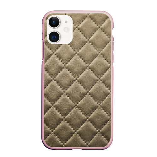 Чехол iPhone 11 матовый Стёганая кожа - fashion texture / 3D-Светло-розовый – фото 1