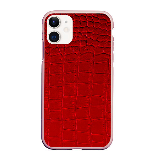 Чехол iPhone 11 матовый Crocodile skin - texture - fashion / 3D-Светло-розовый – фото 1