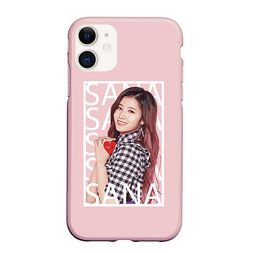 Чехол iPhone 11 матовый Сана Twice / 3D-Светло-розовый – фото 1