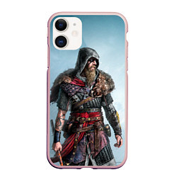Чехол iPhone 11 матовый Ассасин-викинг, цвет: 3D-светло-розовый