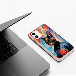 Чехол iPhone 11 матовый Кошечка следящая за модой - нейросеть, цвет: 3D-светло-розовый — фото 2