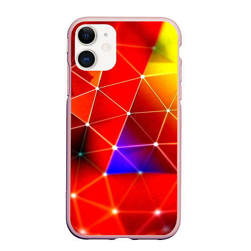 Чехол iPhone 11 матовый Digital triangle abstract / 3D-Светло-розовый – фото 1