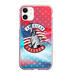 Чехол iPhone 11 матовый American freedom, цвет: 3D-светло-розовый