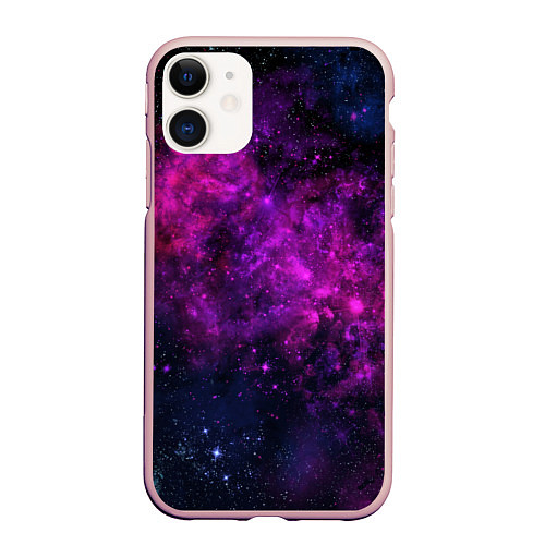 Чехол iPhone 11 матовый Neon pink nebula / 3D-Светло-розовый – фото 1