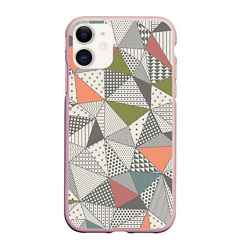 Чехол iPhone 11 матовый Геометрия / 3D-Светло-розовый – фото 1