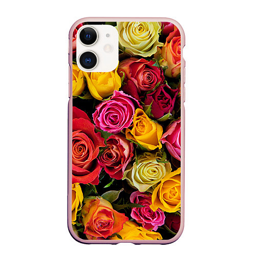 Чехол iPhone 11 матовый Ассорти из роз / 3D-Светло-розовый – фото 1