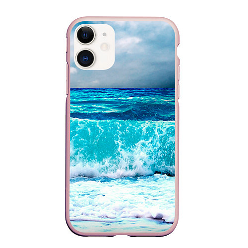 Чехол iPhone 11 матовый Волны / 3D-Светло-розовый – фото 1