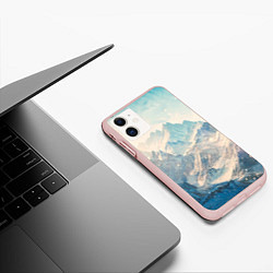Чехол iPhone 11 матовый Горы, цвет: 3D-светло-розовый — фото 2