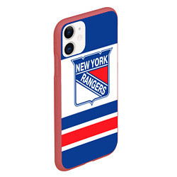 Чехол iPhone 11 матовый New York Rangers цвета 3D-красный — фото 2