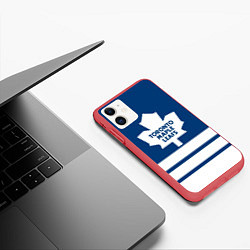 Чехол iPhone 11 матовый Toronto Maple Leafs, цвет: 3D-красный — фото 2