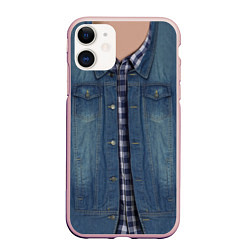 Чехол iPhone 11 матовый Джинсовка, цвет: 3D-светло-розовый