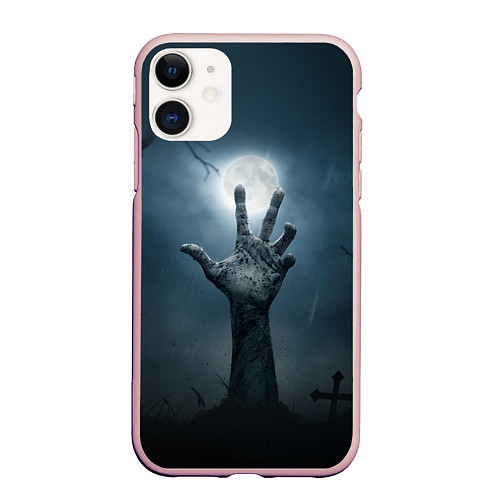 Чехол iPhone 11 матовый Рука зомби / 3D-Светло-розовый – фото 1