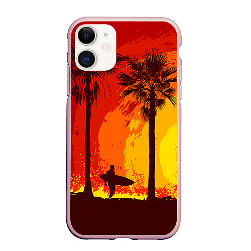 Чехол iPhone 11 матовый Summer Surf / 3D-Светло-розовый – фото 1