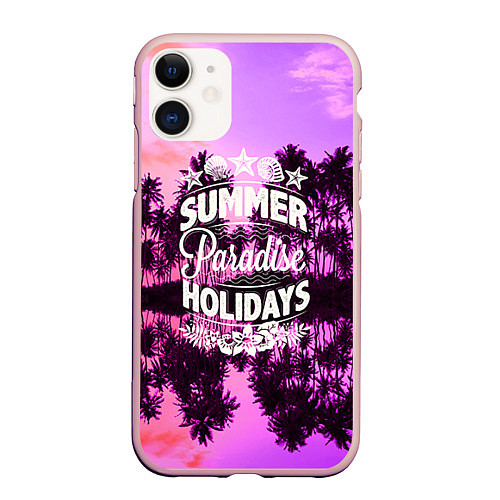 Чехол iPhone 11 матовый Hawaii dream 2 / 3D-Светло-розовый – фото 1