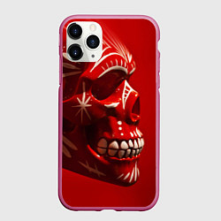 Чехол iPhone 11 Pro матовый Красный череп