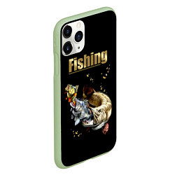 Чехол iPhone 11 Pro матовый Gold Fishing, цвет: 3D-салатовый — фото 2