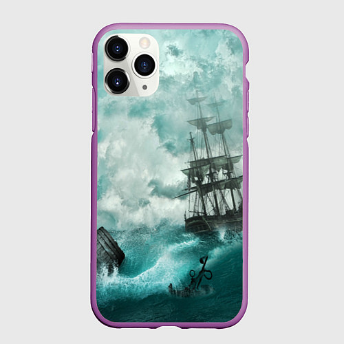 Чехол iPhone 11 Pro матовый Море / 3D-Фиолетовый – фото 1