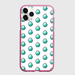 Чехол iPhone 11 Pro матовый Minecraft diamonds, цвет: 3D-малиновый