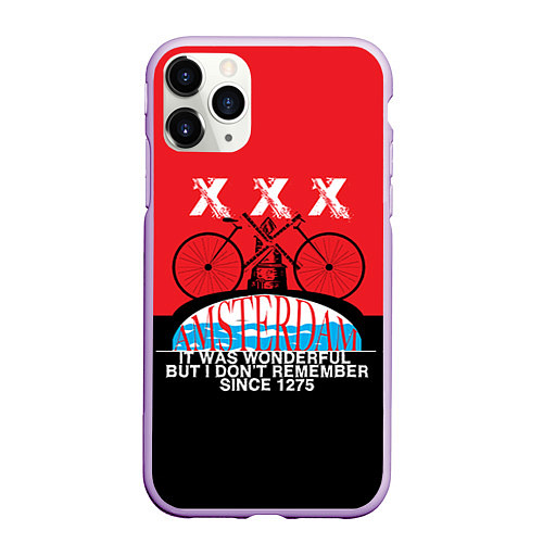 Чехол iPhone 11 Pro матовый Amsterdam t-shirt / 3D-Сиреневый – фото 1