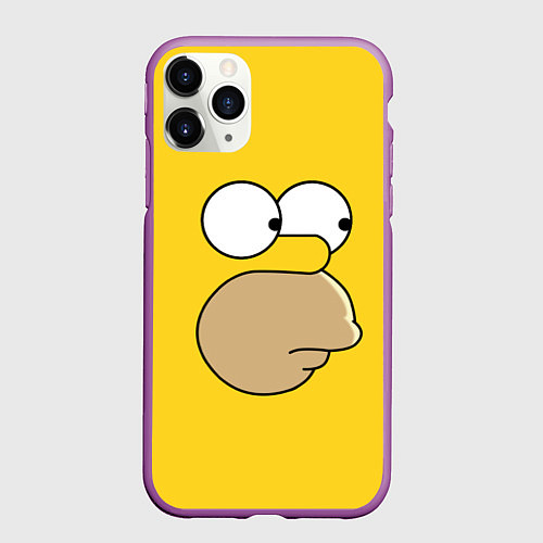 Чехол iPhone 11 Pro матовый Лицо Гомера / 3D-Фиолетовый – фото 1