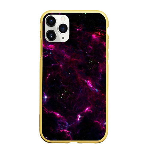 Чехол iPhone 11 Pro матовый Космос / 3D-Желтый – фото 1