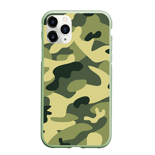 Чехол iPhone 11 Pro матовый Камуфляж: зеленый/хаки / 3D-Салатовый – фото 1