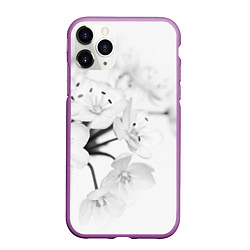Чехол iPhone 11 Pro матовый Белая сакура, цвет: 3D-фиолетовый