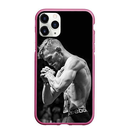 Чехол iPhone 11 Pro матовый Conor McGregor: Mono / 3D-Малиновый – фото 1