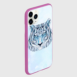 Чехол iPhone 11 Pro матовый Расписная голова тигра, цвет: 3D-фиолетовый — фото 2