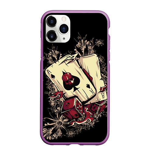 Чехол iPhone 11 Pro матовый Карты дьявола / 3D-Фиолетовый – фото 1