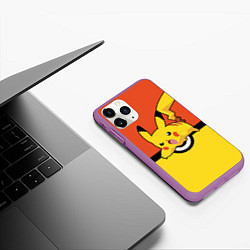 Чехол iPhone 11 Pro матовый Pikachu, цвет: 3D-фиолетовый — фото 2