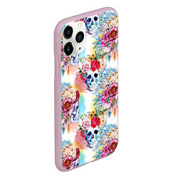 Чехол iPhone 11 Pro матовый Цветы и бабочки 5, цвет: 3D-розовый — фото 2