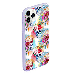 Чехол iPhone 11 Pro матовый Цветы и бабочки 5, цвет: 3D-светло-сиреневый — фото 2