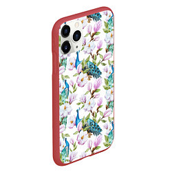 Чехол iPhone 11 Pro матовый Цветы и бабочки 6, цвет: 3D-красный — фото 2