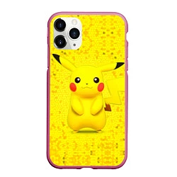 Чехол iPhone 11 Pro матовый Pikachu, цвет: 3D-малиновый