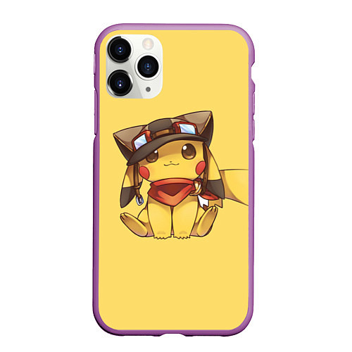 Чехол iPhone 11 Pro матовый Pikachu / 3D-Фиолетовый – фото 1