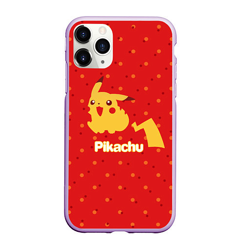 Чехол iPhone 11 Pro матовый Pikachu / 3D-Сиреневый – фото 1