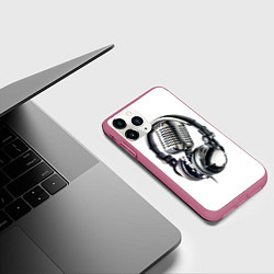 Чехол iPhone 11 Pro матовый Диджей, цвет: 3D-малиновый — фото 2