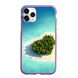 Чехол iPhone 11 Pro матовый Остров, цвет: 3D-фиолетовый